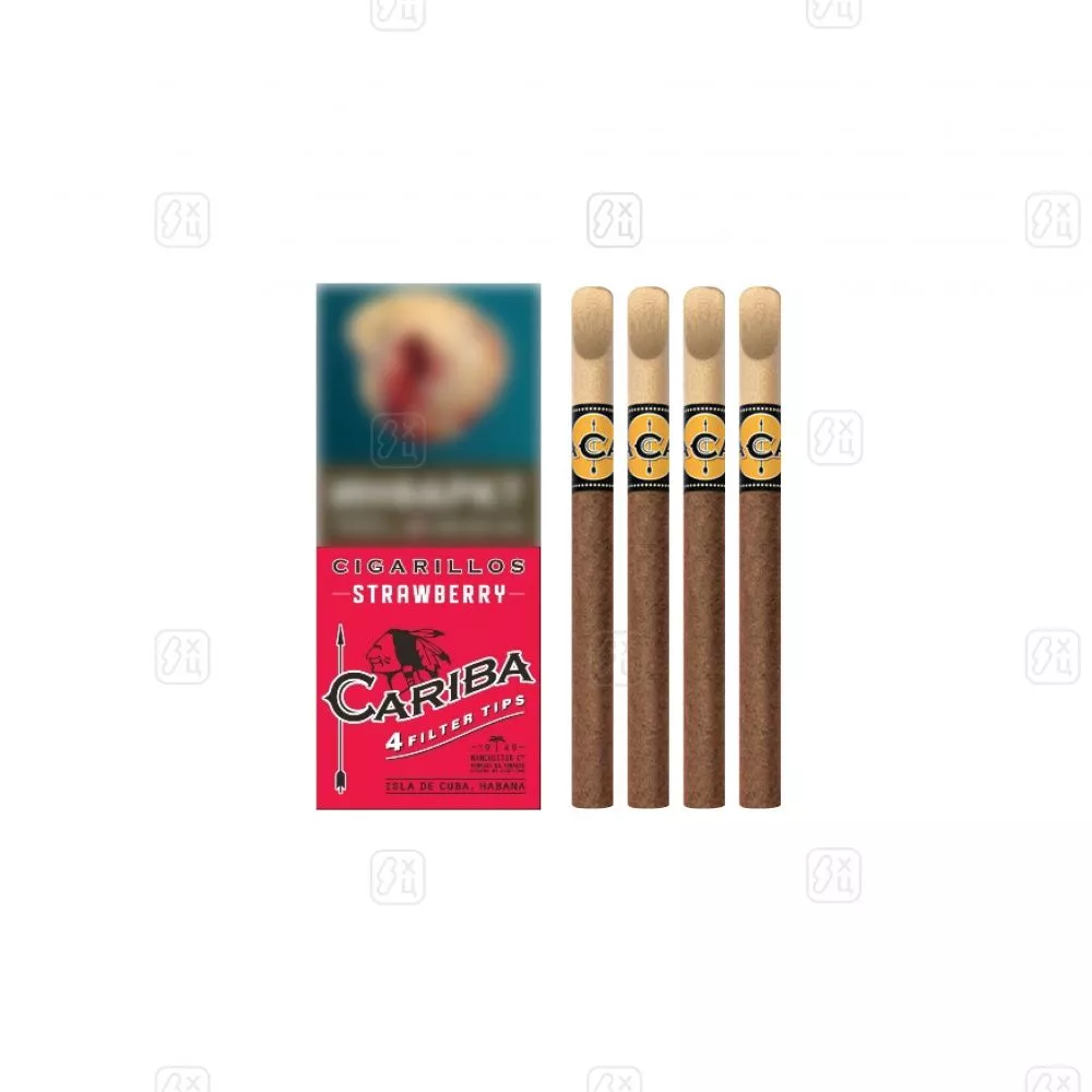 135_Сигариллы_c_деревянным_мундштуком_CARIBA_Strawberry_пачка_4шт